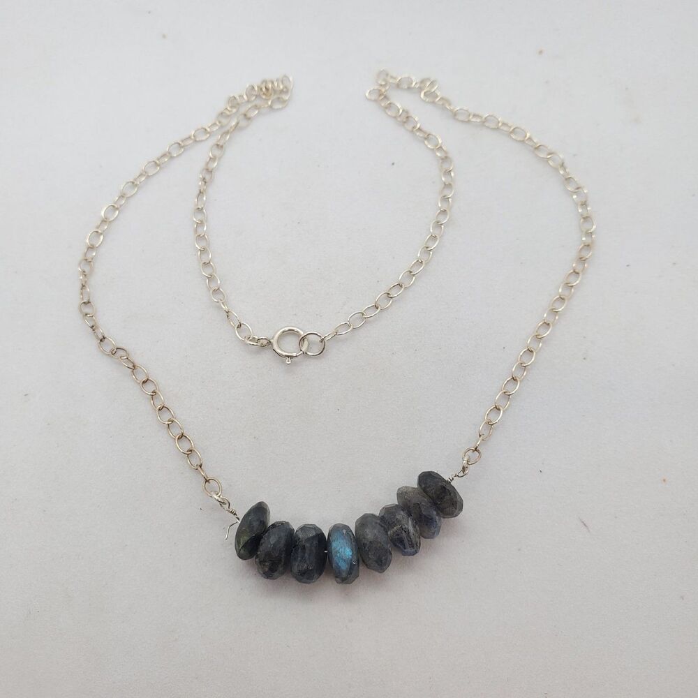 16" Sterling Silver and Labradorite Necklace 925